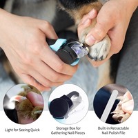 Coupe-ongles LED pour animaux de compagnie, chien, chat, avec protection de sécurité intégrée, lumière intégrée, PP, TPR, acier inoxydable