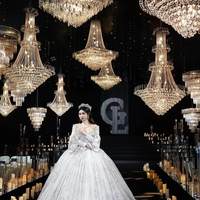 Nouvelle lampe suspendue en acrylique pour salle de mariage, lustre en cristal argenté électroplaqué, décoration, suspension en chaîne de cristal