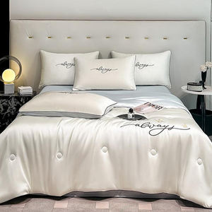 Couette d'été fraîche pour hôtel Couette <span class=keywords><strong>de</strong></span> luxe glacée soyeuse Couvre-<span class=keywords><strong>lit</strong></span> <span class=keywords><strong>de</strong></span> couleur unie Couette d'été duplex lavée Couverture <span class=keywords><strong>de</strong></span> refroidissement - Product Image 4