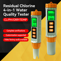 Analizador de Calidad del Agua Portátil Multifuncional 4 en 1 (CL, pH, ORP, Temperatura) para Proyectos de Tratamiento de Agua, Detector de Cloro Residual