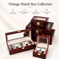 Boîte à montres en gros, multi-emplacements, logo personnalisé, verrouillable, présentoir double couche en bois laqué avec doublure en daim, étui anti-poussière