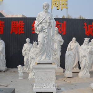 Sculpture en marbre de la Cathédrale des Douze Apôtres, sculpture masculine en marbre blanc de Saint-Paul et de Saint-Pierre - Product Image 4