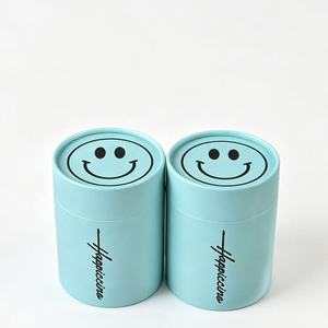 Boîte en papier cylindrique avec logo personnalisé et design visage souriant, emballage cadeau pour parfum, huile essentielle, aliments, cosmétiques, emballage cadeau - Product Image 1