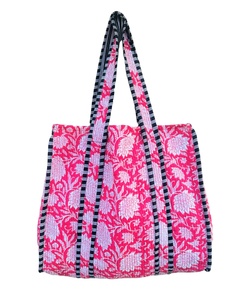 Bolso Tote Acolchado Hecho a Mano en India, con Estampado Artesanal, Cierre de Cremallera, Bolso de Hombro para Mujer, Temporada de Primavera - Product Image 1