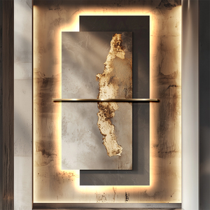 Art mural italien minimaliste à rétroéclairage LED Double couche de texture de roche abstraite Double couche d'accessoires pour la maison Art mural décoratif - Product Image 1