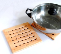 Houselin – Lot de 2 dessous-de-plat antidérapants de luxe en bois de caoutchouc et bambou pour casseroles et fruits, pour table à manger