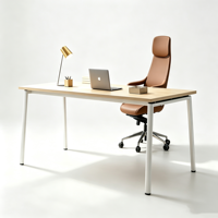 Table de bureau moderne pour cadres avec pieds en métal, design simple, poste de travail pour manager, bureau commercial