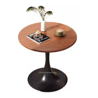 Table basse ronde en bois massif de style rustique Tulip pour petit appartement, salon et balcon avec fonction de cuisinière à induction