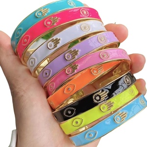 Bijoux tendance tendance <span class=keywords><strong>en</strong></span> plaqué or, émail coloré, bracelet de manchette ouvert à la main pour femmes, vente <span class=keywords><strong>en</strong></span> gros - Product Image 3