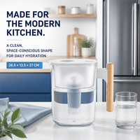 Carafe filtrante à eau domestique haute capacité, design portable, élimine le chlore et les mauvaises odeurs pour l'eau potable