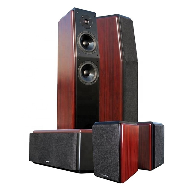 Tonewinner TD-2 Red Wood Bi-Wiring Three-Unit Floor-Mounted Phase-Inverted Hifi Speaker Combo for Home and Party Use