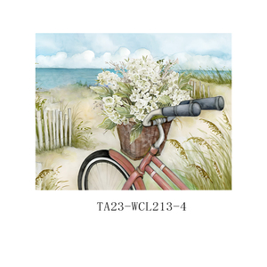 Quadro su tela con bicicletta floreale ad acquerello, stampe di biciclette vintage con ghirlanda per decorazioni d'ingresso - Product Image 2