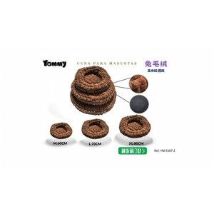 Cama Redonda para Mascotas Yommy de Piel de Conejo, Tamaño M 60cm, L 70cm, XL 80cm, Textura de Grano de Maíz - Product Image 3