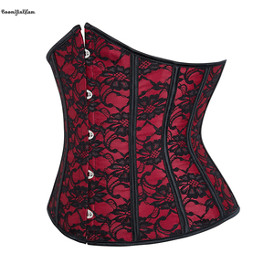 14 lische di pesce Vintage Korsette stringate con controllo della pancia floreale Bustier bordeaux sottobosco Top da donna - Product Image 3