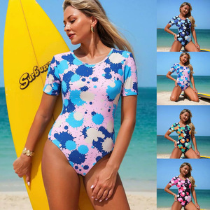 <span class=keywords><strong>Maillot</strong></span> <span class=keywords><strong>de</strong></span> <span class=keywords><strong>bain</strong></span> <span class=keywords><strong>une</strong></span> pièce à manches courtes pour femme <span class=keywords><strong>avec</strong></span> soutien-gorge intégré, tenue <span class=keywords><strong>de</strong></span> plage, combinaison <span class=keywords><strong>de</strong></span> plongée courte pour femme - Product Image 6