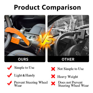 Verrou de volant de voiture en forme de U, câble en acier avec 2 clés, résistant aux coupures, pour la sécurité du véhicule, rouge, noir, Orange, jaune, bleu - Product Image 4