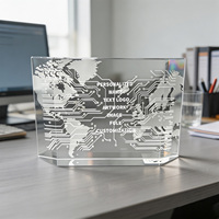 Plaque en cristal K9 trapézoïdale Neelpure 199478 gravée au laser avec un design de carte du monde pour cadeau d'entreprise