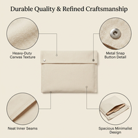 Pochette en toile de coton naturel, taille personnalisée, logo, fermeture à bouton pression métallique, sac de rangement durable pour cosmétiques, emballage cadeau