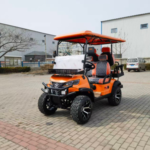 Voiturette de <span class=keywords><strong>golf</strong></span> électrique tout-terrain 4 places orange à prix d'usine, accessoires couleur personnalisée, pour villas et centres de villégiature - Product Image 5