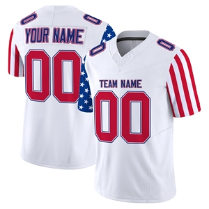 Op maat gemaakte hoogwaardige geborduurde American Football jersey, marineblauw en wit, gestikt, nationale teamkleding, nieuwste ontwerp, USA vlag uniformen - Product Image 6