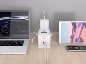 Cable de Extensión Rusia de 1.5m con 3 USB y 1 Tipo C, Cubo de Enchufes de 16A para Escritorio con Interruptor, Regleta de 6 Tomas de CA - Product Image 4