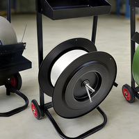 Distributeur de sangles en PP à deux roues pour emballage, avec support en fer, pour sangles en plastique, en acier, en fibre de polyester et en PP