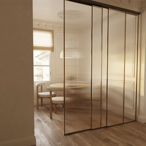 Porte coulissante en verre en alliage d'aluminium mince, fonctionnement à glissière, deux vantaux, transformation des espaces, portes suspendues, séparateurs de pièces, chambre principale - Product Image 1