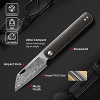 Couteau pliant LONSDOW en acier Damas 67 avec manche en bois d'ébène, OEM ODM DIY, pour la chasse, le camping en plein air, EDC, couteaux de poche