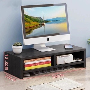 <span class=keywords><strong>Support</strong></span> de moniteur <span class=keywords><strong>en</strong></span> <span class=keywords><strong>bois</strong></span> étagère de bureau élégant <span class=keywords><strong>support</strong></span> de stockage de bureau et colonne montante avec stockage pour écran TV PC ordinateur portable - Product Image 2