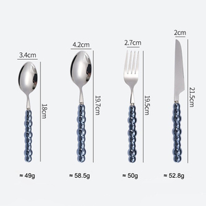 Juego de cuchillo y tenedor para carne occidental con mango de cerámica perlada, 4 cubiertos de acero inoxidable 304 para vajilla - Product Image 5