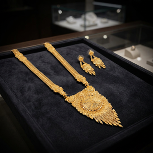 Collares Largos Indios de Latón Chapado en Oro de 14K, 18K y 24K con Diseño Floral para Bodas - Joyería de Oro - Product Image 4