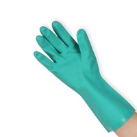 Gants industriels Guante De Nitrile Gants en nitrile vert résistants aux produits chimiques doublés de troupeau