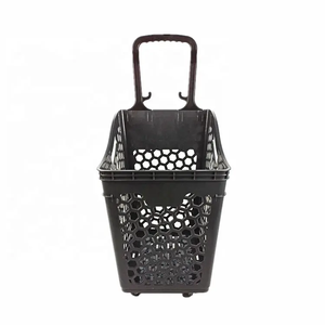 Tipo moderno del pettine del miele del cestino del supermercato di modo con lo shopping della maniglia di plastica delle ruote - Product Image 1