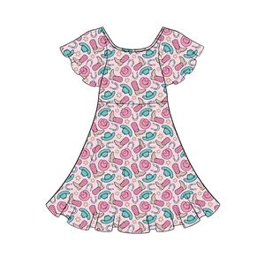 Abito Girevole in Fibra di Bambù con Maniche a Volant <span class=keywords><strong>per</strong></span> <span class=keywords><strong>Bambine</strong></span> <span class=keywords><strong>per</strong></span> il 4 Luglio Senza Giorno dell'Indipendenza - Product Image 5