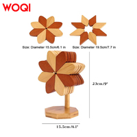WOQI Dessous de plat de moulin à vent en bois design bambou Plats chauds Isolation Pad Pot Holders for Home Decor
