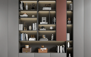 Sang Trọng Thợ Thủ Công Kệ Sách Lưu Trữ Tủ Tùy Chỉnh Hiện Đại Bằng Gỗ Tủ Sách Cho Cả Nhà Tích Hợp Nghiên Cứu Ánh Sáng Sang Trọng - Product Image 5