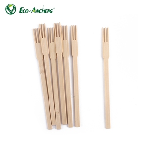 Bán buôn 100pcs phân hủy sinh học dùng một lần tre ngã ba nhỏ trái cây ngã ba - Product Image 1