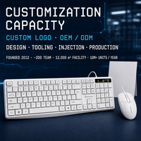 D330 Set Mouse Keyboard Komputer Berkabel USB Keypad Numerik Ukuran Penuh Optik 1200 DPI Ergonomis Ringan Tahan Air Kabel 1.6M