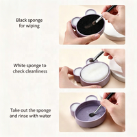 Boîte de nettoyage pour pinceaux à maquillage, pratique et portable pour les femmes.