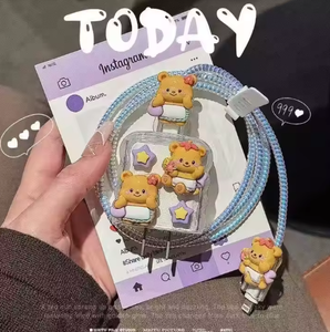 ชุดสายชาร์จข้อมูลแบบ Wholesale100 + ตัวการ์ตูนชุดไขลานแบบ DIY สำหรับ <span class=keywords><strong>Apple</strong></span> Ipad18W ตัวป้องกันที่ชาร์จอะแดปเตอร์20W - Product Image 1