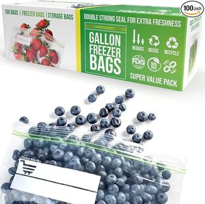 Bolsas para Congelador de 1 Galón, Reutilizables, Extra Resistentes, de 2.4 Mil de Grosor, a Prueba de Fugas y Humedad, con Impresión en Huecograbado y Doble Cierre para Utensilios de Cocina - Product Image 3