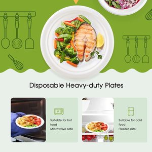 Ensemble d'assiettes en papier bagasse canne à sucre jetables écologiques assiettes compostables ustensiles pour barbecue camping vaisselle biodégradable - Product Image 5