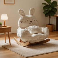 Fauteuil à bascule créatif en forme de lapin, design animal unique, fauteuil de nurserie en peluche douce, chaise à bascule rembourrée confortable