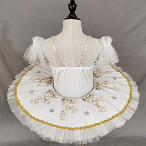 Swan Dance Adultos Niños Bailarina Manga corta Tutu Falda Práctica Poufy Elástico Vestido de una pieza - Product Image 4
