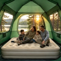 Matelas Gonflable Double Automatique d'Extérieur Personnalisé en Usine, Lit d'Air de Camping en Matériau Floqué, Certifié KC Corée