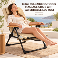 Chaise de massage pliable et portable pour l'extérieur avec 5 positions inclinables, fonction de pétrissage, chaleur, batterie rechargeable et repose-jambes extensible pour le soutien lombaire
