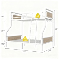 Lit superposé moderne en métal pour enfants, taille complète, réglable, pliable, portable, convertible pour appartement et hôtel