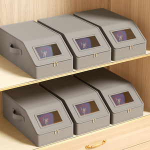 Oxford Cloth <b>Hat</b> Storage <b>Box</b> with Lid and Zipper Foldable Stackable Dustproof Visible Window for Baseball Caps 41x25x17cm - Product Image 1