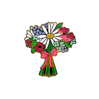 Fleuriste fleuriste activité Souvenir cadeau épinglettes artistique conception personnalisée en gros commande en gros Badge pétale émail épingles