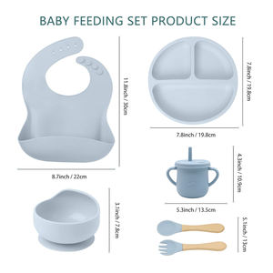 Ensemble <span class=keywords><strong>d</strong></span>'alimentation pour bébé écologique et doux pour les enfants, vaisselle <span class=keywords><strong>d</strong></span>'apprentissage pour enfants, <span class=keywords><strong>bol</strong></span> à ventouse en silicone, tasse à paille - Product Image 2